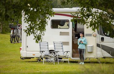 Image showing Family vacation travel RV, holiday trip in motorhome