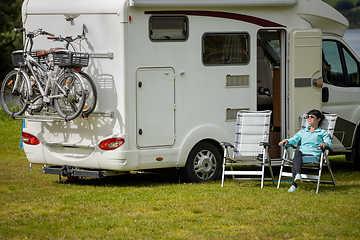 Image showing Family vacation travel RV, holiday trip in motorhome