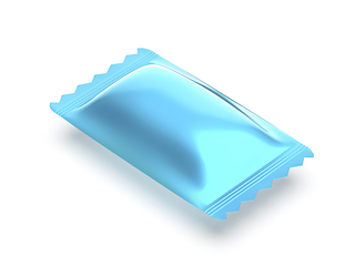 Image showing Blank blue sachet with hard candy