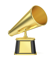 Image showing Retro megaphone gold trophy