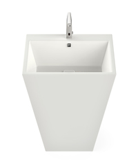 Image showing Ceramic pedestal wash basin with sensor faucet