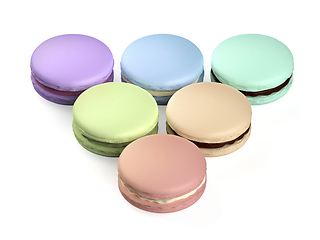 Image showing French macarons with different colors and flavors