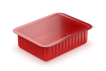 Image showing Red plastic packaging for various types of food