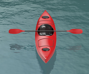 Image showing Red plastic kayak