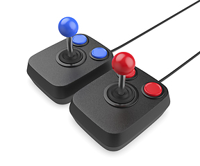 Image showing Pair of retro computer joysticks