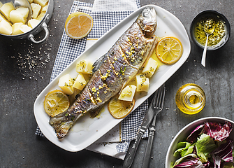 Image showing Roasted fish trout