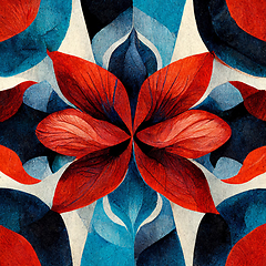 Image showing Blue and red abstract flower Illustration.