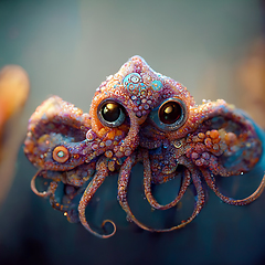 Image showing Funny cartoon octopus. Digtal generated illustration. Marine lif