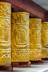 Image showing Prayer wheels in Tabo Monastery