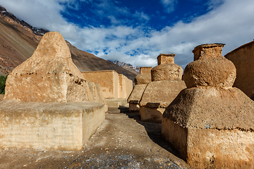 Image showing Tabo monastery in Tabo village, Spiti Valley, Himachal Pradesh, India