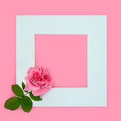 Image showing Pink Rose Flower Valentines Background Frame