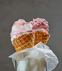 Image showing ice cream cones in a glass