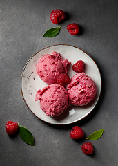 Image showing raspberry sorbet balls