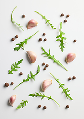 Image showing garlic, rucola and pepper