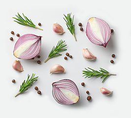 Image showing red onion and spices