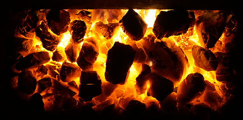 Image showing hot coal in the flames