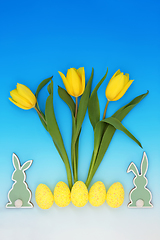 Image showing Happy Easter Celebration Abstract Floral Composition