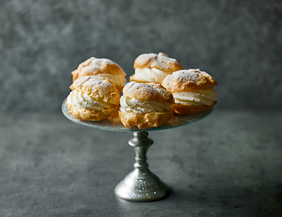 Image showing plate of cream puffs