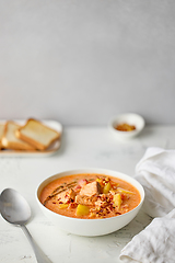 Image showing bowl of salmon soup