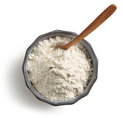 Image showing bowl of flour and wooden spoon