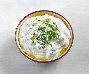 Image showing bowl of sour cream or greek yogurt