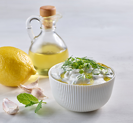 Image showing bowl of sour cream or greek yogurt