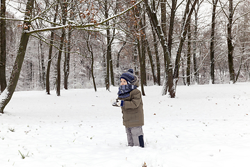 Image showing Boy in winter, close up