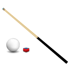 Image showing Billiard Cue, Ball and Chalk