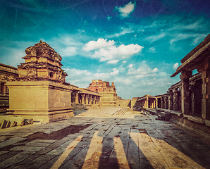 Image showing Krishna temple on sunset