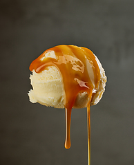 Image showing vanilla ice cream with caramel sauce