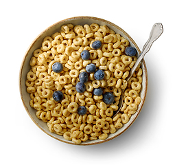 Image showing bowl of breakfast cereal honey rings