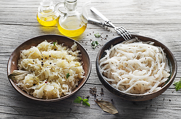 Image showing Sauerkraut and sour turnip