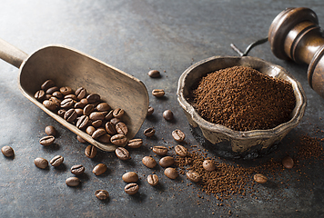 Image showing Coffee beans powder