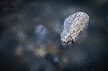 Image showing stone in river with ice