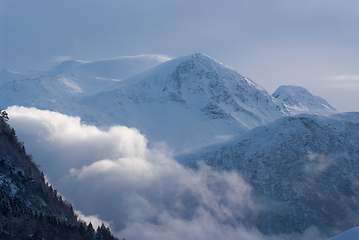 Image showing snow covered mountains in winter