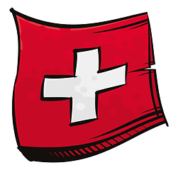 Image showing Painted Switzerland flag waving in wind