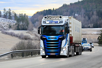 Image showing Customized Scania Truck Freight Transport in Winter