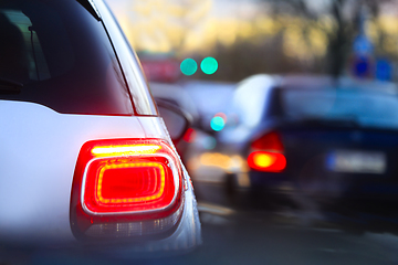 Image showing Car Taillights on City Street