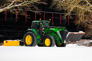 Image showing John Deere Tractor Snow Removal with Front End Loader and Rear B