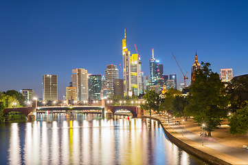 Image showing Illuminated Frankfurt skyline