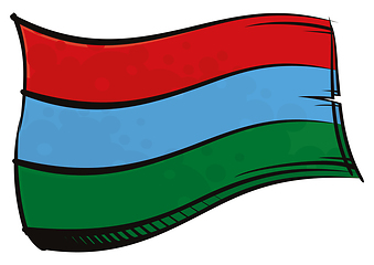 Image showing Painted Karelia flag waving in wind