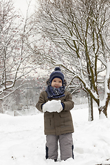 Image showing Boy in winter, close up