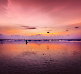 Image showing Romantic sunset, Goa, India