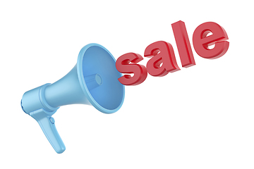 Image showing Announcing a sale with blue megaphone