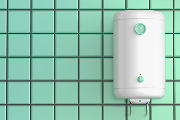 Image showing White simple electric water heater