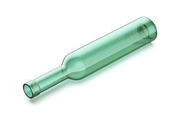 Image showing Empty green glass bottle