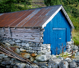 Image showing old boathouse on the shore