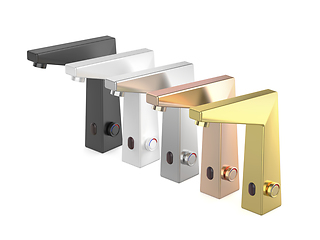 Image showing Bathroom automatic sensor faucets with different colors and mate