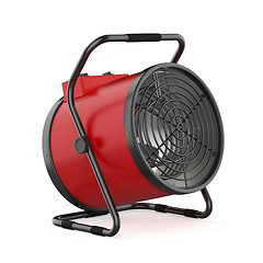 Image showing Red cylinder electric fan heater