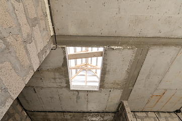 Image showing Construction of an individual residential building, an opening in monolithic reinforced concrete floors for stairs to the second floor